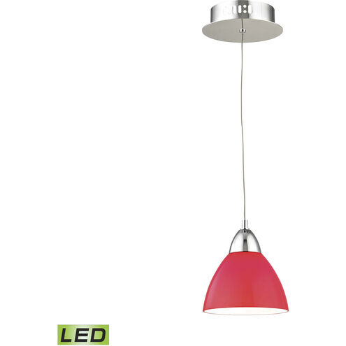 Piatto LED 6 inch Chrome Mini Pendant Ceiling Light in Red