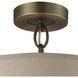 Baxter 3 Light 16 inch Brushed Antique Brass Semi Flush Mount Ceiling Light