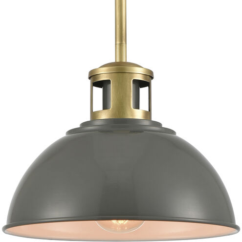 Lyndon 1 Light 10 inch Gray with Brass Mini Pendant Ceiling Light