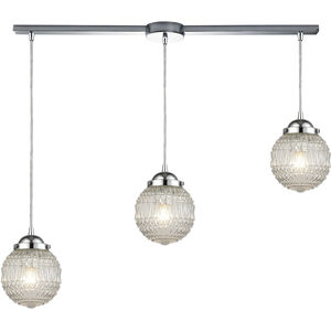 Victoriana 3 Light 38 inch Polished Chrome Mini Pendant Ceiling Light in Linear with Recessed Adapter, Linear