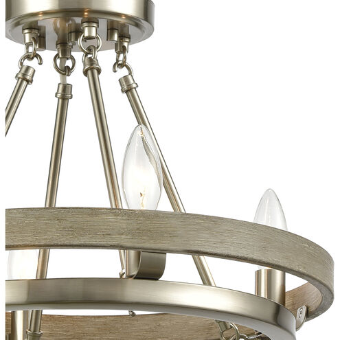 Ramsey 4 Light 16 inch Satin Nickel with Beechwood Chandelier Ceiling Light