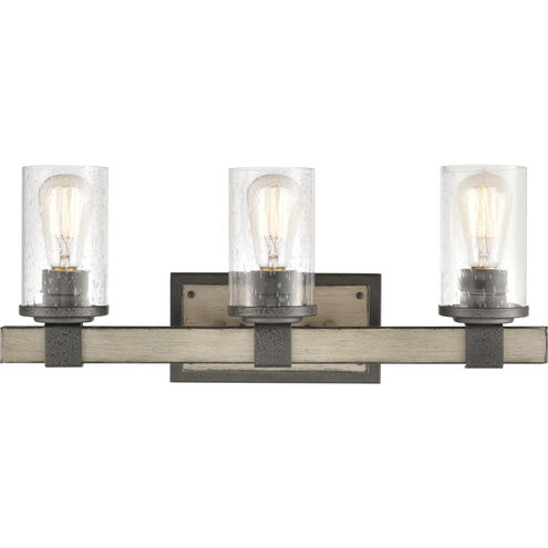 Annenberg 3 Light 22 inch Anvil Iron with Distressed Antiqued Gray Vanity Light Wall Light