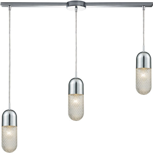Capsula 3 Light 38 inch Polished Chrome Mini Pendant Ceiling Light in Linear with Recessed Adapter, Linear