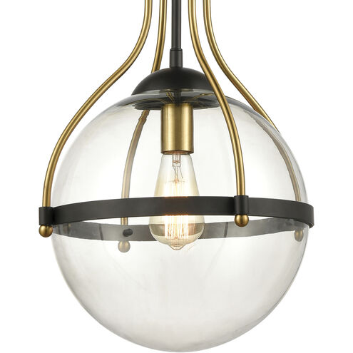 Vispon 1 Light 14 inch Matte Black with Burnished Brass Pendant Ceiling Light