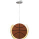 Novelty 1 Light 11 inch White with Burnt Orange and Black Mini Pendant Ceiling Light, Basketball
