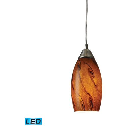 Galaxy LED 5 inch Satin Nickel Mini Pendant Ceiling Light in Brown
