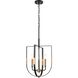 Heathrow 3 Light 14 inch Matte Black with Satin Brass Pendant Ceiling Light