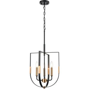 Heathrow 3 Light 14 inch Matte Black with Satin Brass Pendant Ceiling Light