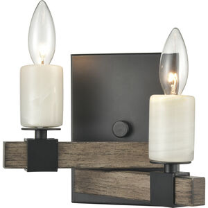 Stone Manor 2 Light 9 inch Matte Black with Aspen Sconce Wall Light