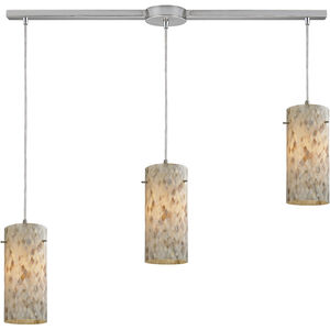 Capri 3 Light 36 inch Satin Nickel Multi Pendant Ceiling Light in Linear with Recessed Adapter, Configurable