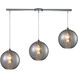 Watersphere Linear Mini Pendant Ceiling Light in Smoke