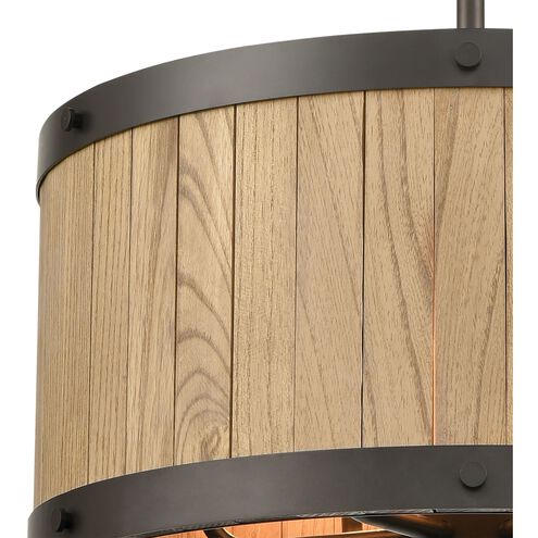 Wooden Barrel 6 Light 19 inch Oil Rubbed Bronze with Natural Chandelier Ceiling Light