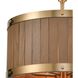 Wooden Barrel 6 Light 19 inch Satin Brass with Natural Chandelier Ceiling Light