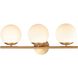 Hollywood Blvd. 3 Light 22 inch Satin Brass Vanity Light Wall Light