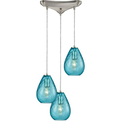 Lagoon 3 Light 10 inch Satin Nickel Mini Pendant Ceiling Light