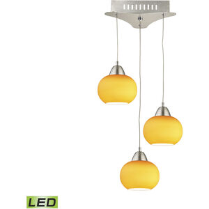Ciotola LED 10 inch Satin Nickel Mini Pendant Ceiling Light in Yellow