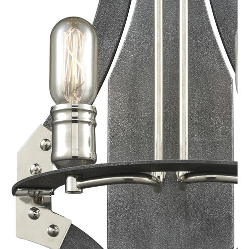 Riveted Plate 2 Light 12 inch Silverdust Iron with Polished Nickel Sconce Wall Light