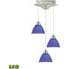 Piatto LED 11 inch Satin Nickel Mini Pendant Ceiling Light in Blue
