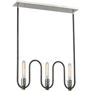 Continuum 3 Light 23 inch Polished Nickel with Silvered Graphite Linear Chandelier Ceiling Light