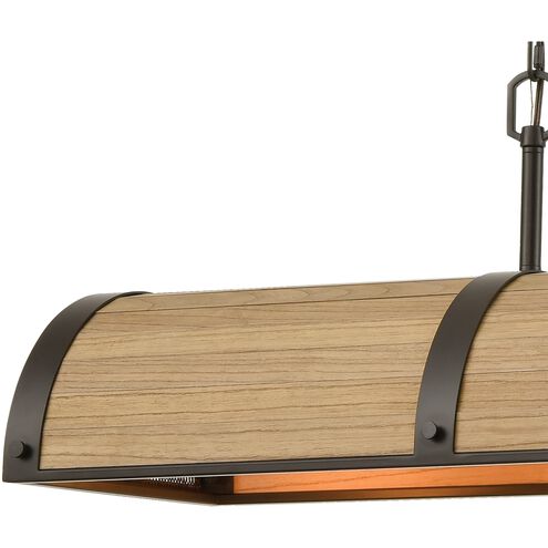 Wooden Barrel Linear Chandelier Ceiling Light