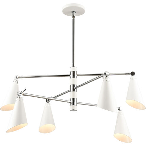 Luca 6 Light 36 inch Polished Chrome with White Chandelier Ceiling Light