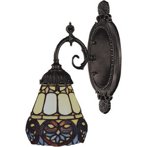 Mix-N-Match 1 Light 4.5 inch Tiffany Bronze Sconce Wall Light in Tiffany 21 Glass, Incandescent