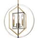 Geosphere 3 Light 15 inch Polished Nickel with Parisian Gold Leaf Chandelier Ceiling Light