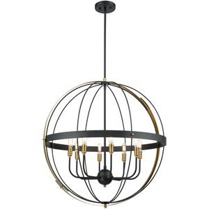Caldwell 8 Light 32 inch Matte Black with Satin Brass Chandelier Ceiling Light