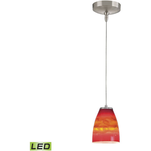 Low Voltage LED 5 inch Brushed Nickel with Red and Yellow Mini Pendant Ceiling Light in Vermilion Sunrise