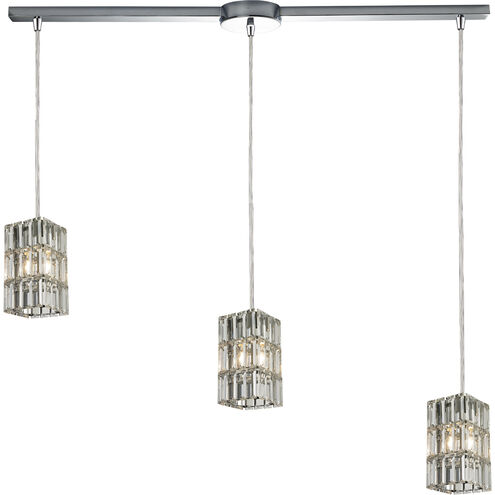 Cynthia 3 Light 36 inch Polished Chrome Multi Pendant Ceiling Light in Linear with Recessed Adapter, Configurable