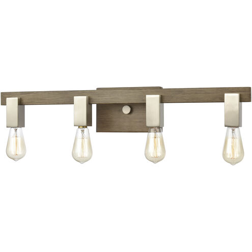 Axis 4 Light 30 inch Satin Nickel with Light Wood Vanity Light Wall Light