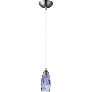 Milan LED 3 inch Satin Nickel Multi Pendant Ceiling Light in Starburst Blue Glass, Configurable
