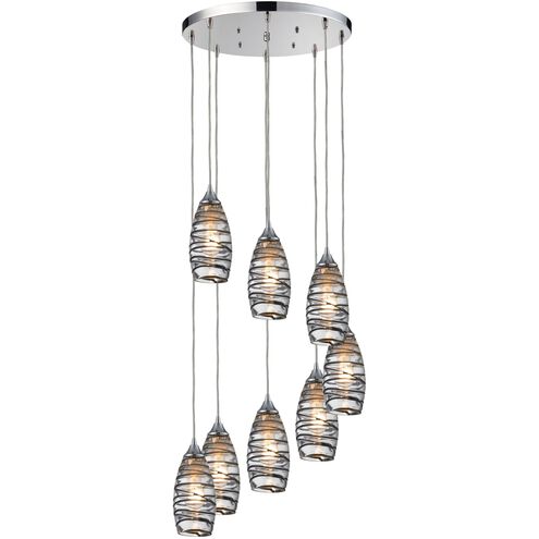 Twister 8 Light 18 inch Polished Chrome Mini Pendant Ceiling Light