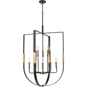 Heathrow 10 Light 28 inch Matte Black with Satin Brass Chandelier Ceiling Light