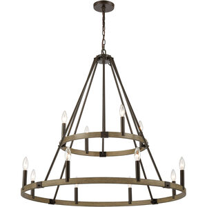 Transitions 12 Light 36 inch Oil Rubbed Bronze with Aspen Chandelier Ceiling Light