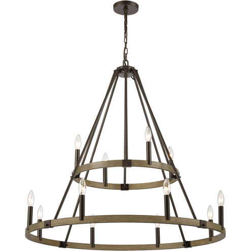 Transitions 12 Light 36 inch Oil Rubbed Bronze with Aspen Chandelier Ceiling Light