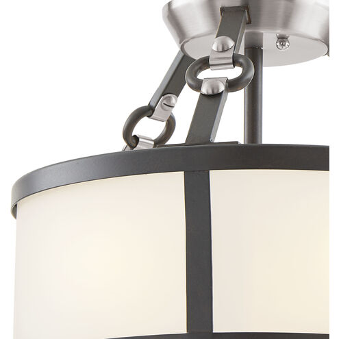 Armstrong Grove 3 Light 13 inch Espresso with Satin Nickel Semi Flush Mount Ceiling Light