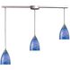 Arco Baleno 3 Light 36 inch Satin Nickel Mini Pendant Ceiling Light in Sapphire Glass