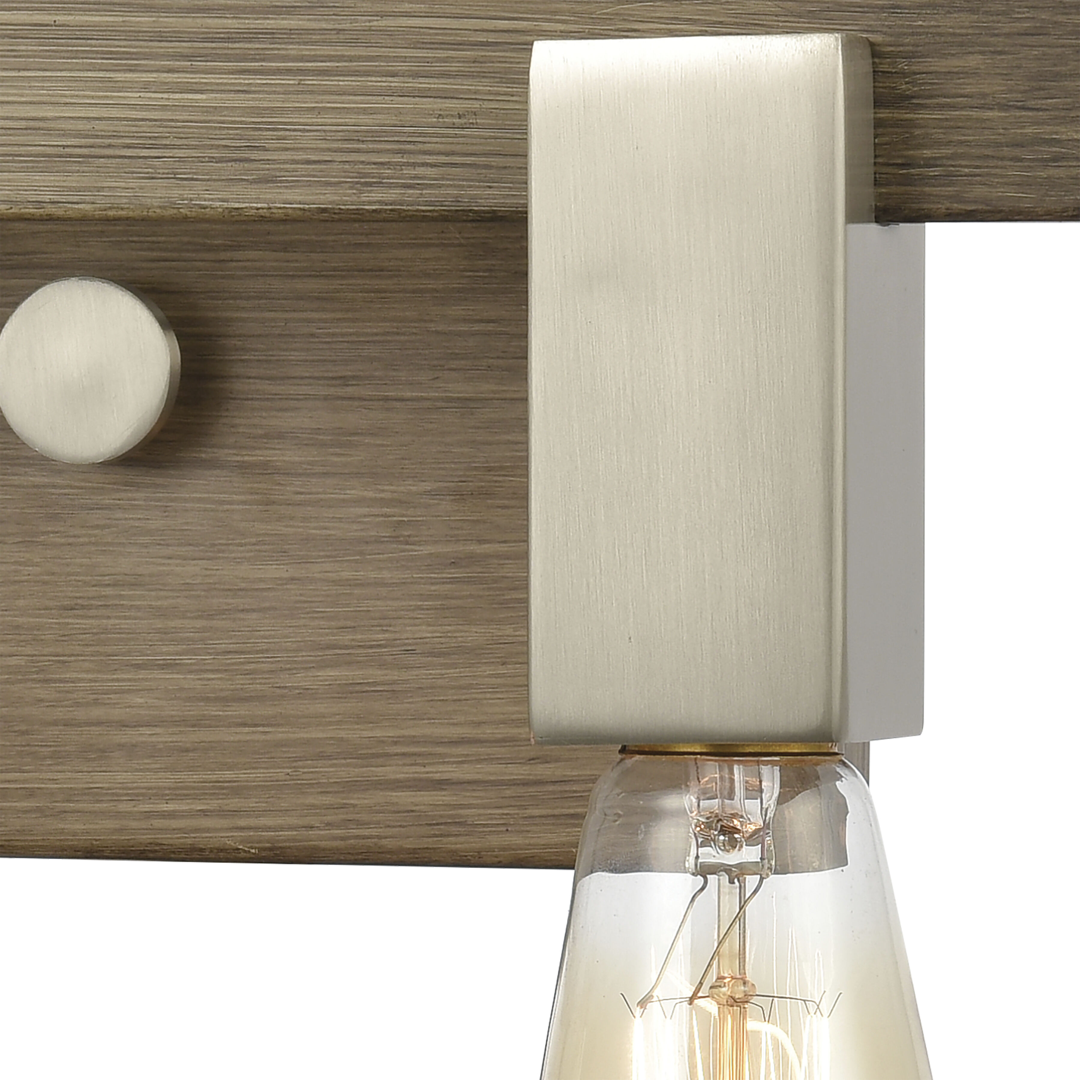 Wood and brushed nickel vanity light on sale