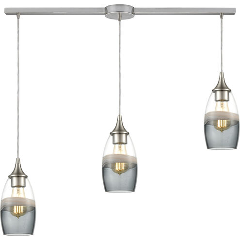 Sutter Creek 3 Light 36 inch Satin Nickel Multi Pendant Ceiling Light in Linear with Recessed Adapter, Configurable