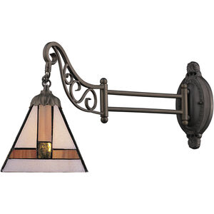 Mix-N-Match 1 Light 7 inch Tiffany Bronze Sconce Wall Light in Tiffany 01 Glass, Incandescent