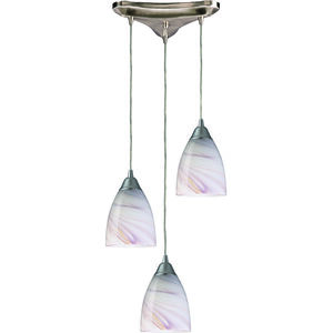 Pierra 3 Light 10 inch Satin Nickel Multi Pendant Ceiling Light in Candy, Incandescent, Triangular Canopy, Configurable
