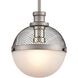 Calabria 1 Light 9 inch Weathered Zinc with Polished Nickel and White Mini Pendant Ceiling Light