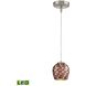 Low Voltage LED 5 inch Chrome with Red Mini Pendant Ceiling Light