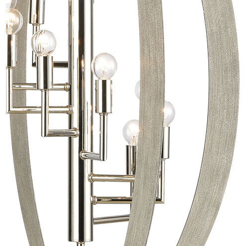 Retro Rings 9 Light 36 inch Sandy Beechwood with Polished Nickel Chandelier Ceiling Light