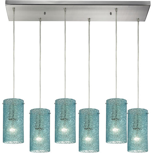 Ice Fragments 6 Light 30 inch Satin Nickel Multi Pendant Ceiling Light in Clear, Rectangular Canopy, Configurable