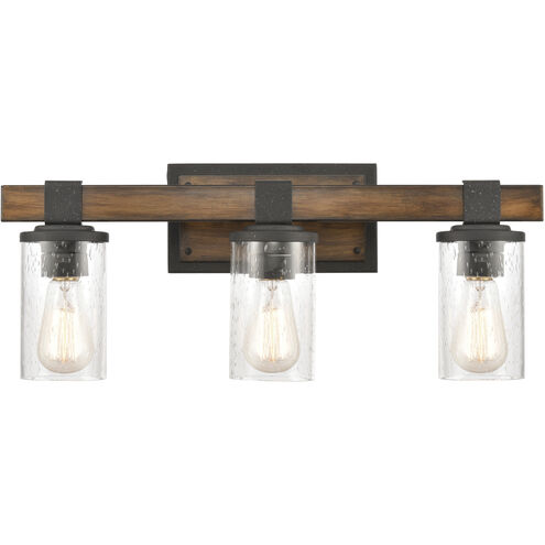Crenshaw 3 Light 22 inch Distressed Black with Ballard Wood Vanity Light Wall Light