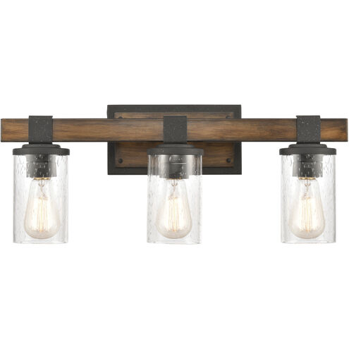 Annenberg 3 Light 22 inch Distressed Black with Ballard Wood Vanity Light Wall Light