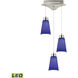Coppa LED 11 inch Satin Nickel Mini Pendant Ceiling Light in Blue