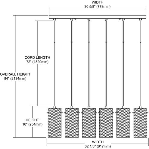 Capri 6 Light 30 inch Satin Nickel Multi Pendant Ceiling Light, Configurable